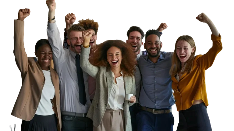 a group of business people posing for a photo